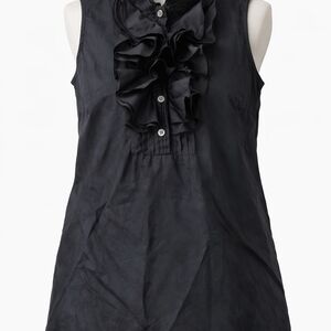 J.Crew Black Silk Ruffle Sleeveless Blouse Size 2